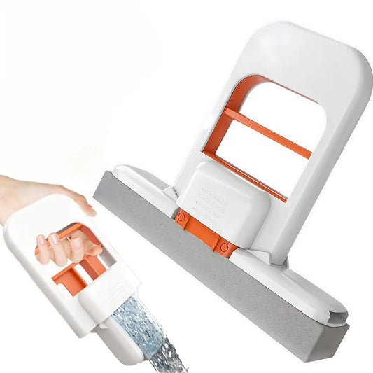 [Pack of Two]Rozino Mini Mop 2025 New Upgrade Portable Self-Squeezing Mop for Small Spaces Wet & Dry Use Orange Color with Sponge Included Ideal for Bathroom Kitchens and Desktop Glass Cleaning Pack of 2